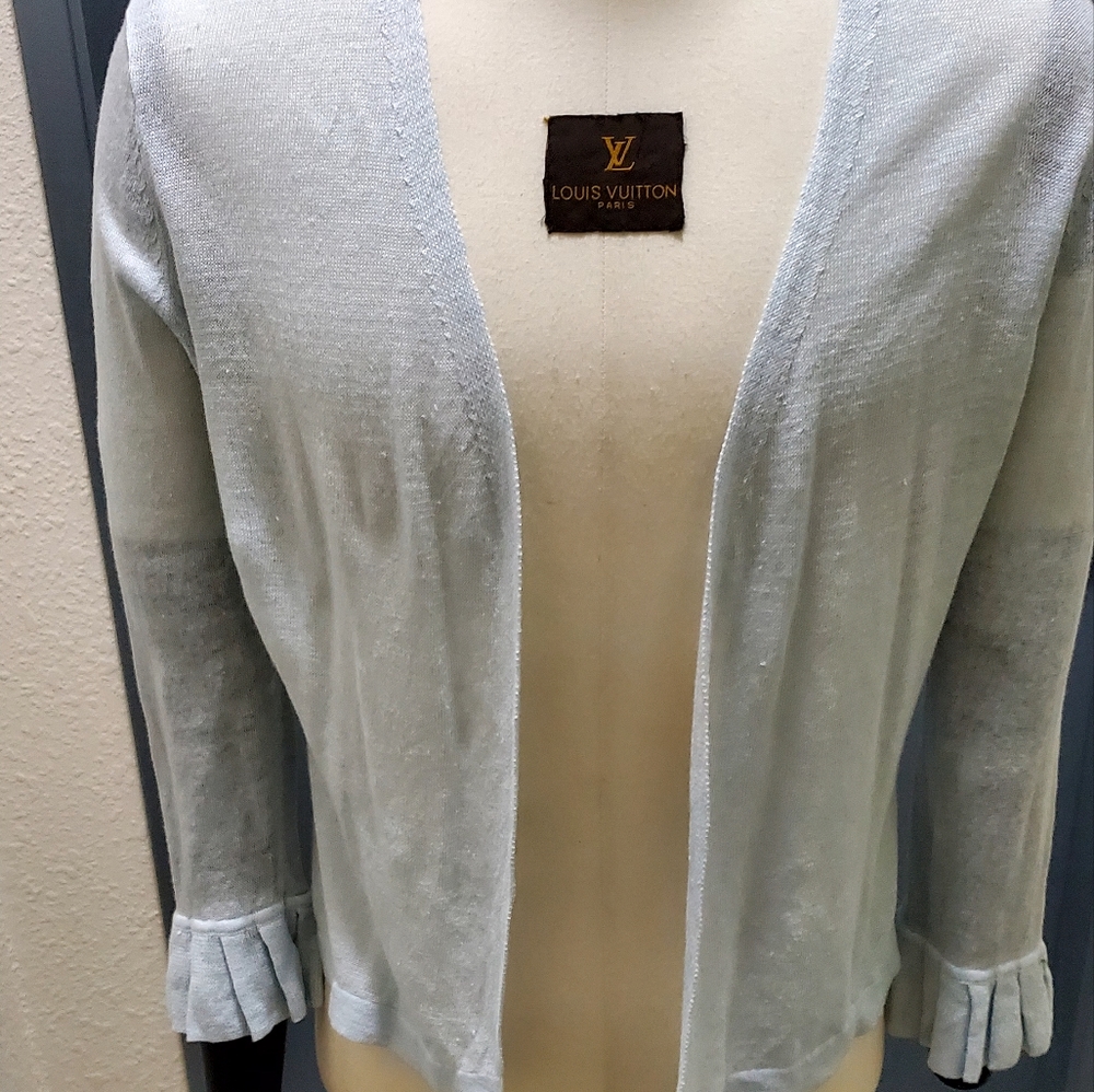 Nanette By Nanette Lepore Pale Green Linen Open Cardigan Size Medium